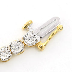 4MM 10K Two Tone Gold 0.5CT Real Diamond Tennis Bracelet 6g Fanouk 7 Inch Armlet