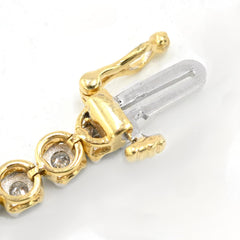 4MM 10K Two Tone Gold 0.5CT Real Diamond Tennis Bracelet 6g Fanouk 7 Inch Armlet