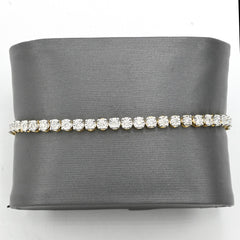 4MM 10K Two Tone Gold 0.5CT Real Diamond Tennis Bracelet 6g Fanouk 7 Inch Armlet
