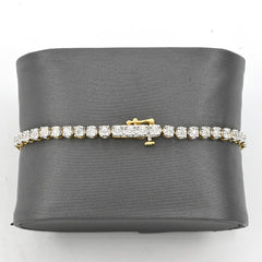 4MM 10K Two Tone Gold 0.5CT Real Diamond Tennis Bracelet 6g Fanouk 7 Inch Armlet