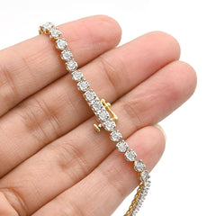 4MM 10K Two Tone Gold 0.5CT Real Diamond Tennis Bracelet 6g Fanouk 7 Inch Armlet