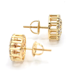 Elegant Pure 10k Yellow Gold Round Earring 1.55 CTW Natural Diamonds 3.2g Stud