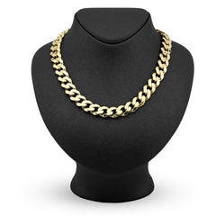 Mens 13MM Cuban Link Chain 1/10th 10k Yellow Gold Bonded 925 24In 45.9g Necklace
