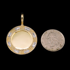 10k Yellow Gold 1.01CTW Round/Baguette Diamond Picture Memory Pendant 7.6g Charm