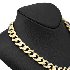 Mens 13MM Cuban Link Chain 1/10th 10k Yellow Gold Bonded 925 24In 45.9g Necklace
