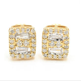 10k Yellow Gold Rectangle Earring 0.50 CTW Natural Baguette Diamonds 1.8g Stud