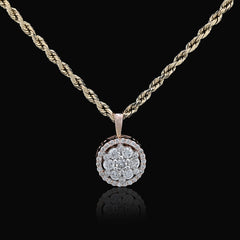 10k Rose Gold 1CTW Natural Diamond Flower Cluster Round Pendant 1.6g Women Charm