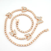 10k Rose Gold 5.48CT Baguette Diamond Butterfly Tennis Chain 25.4g 18In Necklace