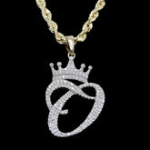 10k Yellow Gold Initial O Crown Pendant 0.20CT Pure Diamond 1.81g Alphabet Charm