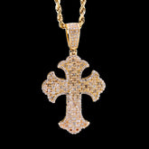 25MM 10k Yellow Gold 1.36CTW Natural Diamond 5g Cross Religious Pendant Charm