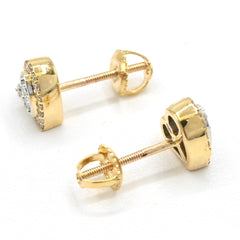 Womens 10k Yellow Gold Heart Earring 0.25 CTW Natural Diamonds 1.8g Classic Stud