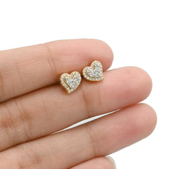 Womens 10k Yellow Gold Heart Earring 0.25 CTW Natural Diamonds 1.8g Classic Stud