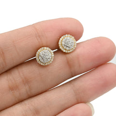 Womens Pure 10k Yellow Gold Round Earring 0.38CTW Natural Diamonds 2g Stud - NEW