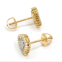 Womens Pure 10k Yellow Gold Heart Earring 0.30 CTW Natural Diamonds 1.6g Stud