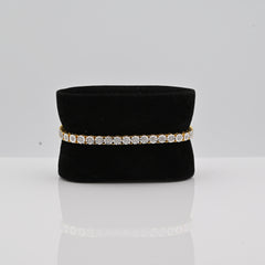 4.5MM Sterling Silver 10.1gms 0.6CTW Natural Diamond Yellow 7In Tennis Bracelet