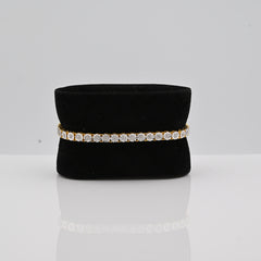 4.5MM Sterling Silver 10.1gms 0.6CTW Natural Diamond Yellow 7In Tennis Bracelet