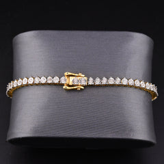 10k Yellow Gold Men 0.78CTW Natural Diamond Tennis Bracelet 7g 7In Armlet