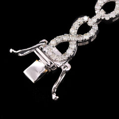 10k White Gold 2.74CTW Natural Diamond Infinity Heart Womens Bracelet 13.2grams