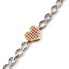 10k White & Rose Gold 12.8 grams 2.74CTW Diamond 7 Inch Infinity Heart Bracelet
