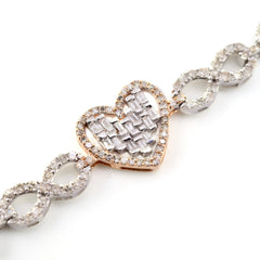 10k White & Rose Gold 12.8 grams 2.74CTW Diamond 7 Inch Infinity Heart Bracelet