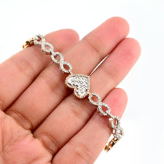 10k White & Rose Gold 12.8 grams 2.74CTW Diamond 7 Inch Infinity Heart Bracelet