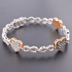10k White & Rose Gold 12.8 grams 2.74CTW Diamond 7 Inch Infinity Heart Bracelet