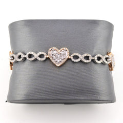 10k White & Rose Gold 12.8 grams 2.74CTW Diamond 7 Inch Infinity Heart Bracelet