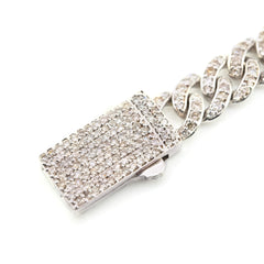 10k White Gold Women 3.25CTW Natural Diamond Cuban Heart Bracelet 14.2g 7Inch