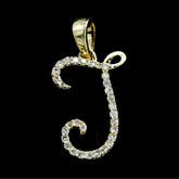 10k Yellow Gold Initial J Pendant 0.12 CTW Natural Diamond 0.72g Alphabet Charm
