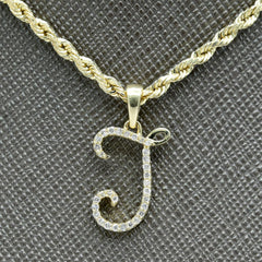 10k Yellow Gold Initial J Pendant 0.12 CTW Natural Diamond 0.72g Alphabet Charm