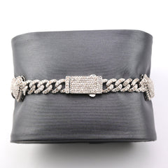 10k White Gold Women 3.25CTW Natural Diamond Cuban Heart Bracelet 14.2g 7Inch