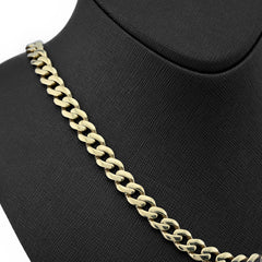 1/10th 10k Yellow Gold Bonded 925 8MM Cuban Link Chain 20 Inch 25.2gms Necklace