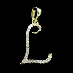 10k Yellow Gold Initial L Pendant 0.12 CTW Natural Diamond 0.77g Alphabet Charm