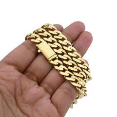 1/10th 10k Yellow Gold Bonded 925 8MM Cuban Link Chain 20 Inch 25.2gms Necklace