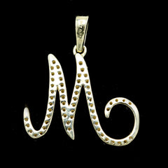 10k Yellow Gold Initial M Pendant 0.17 CTW Natural Diamond 1.4g Alphabet Charm