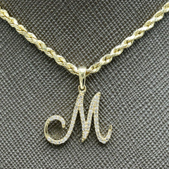 10k Yellow Gold Initial M Pendant 0.17 CTW Natural Diamond 1.4g Alphabet Charm