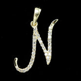 10k Yellow Gold Initial N Pendant 0.14 CTW Natural Diamond 0.92g Alphabet Charm