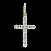 10k Yellow Gold 0.85CTW Round/Baguette Diamond Cross Pendant 2.7g Pure Charm