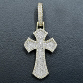 10k Yellow Gold 1CTW Natural Single Cut Diamond Cross Pendant 4.5g Mens Charm