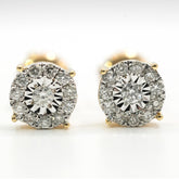 10k Yellow Gold 0.35CTW Natural Diamond Round Earring & Charm Set For Womens
