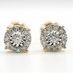 10k Yellow Gold 0.35CTW Natural Diamond Round Earring & Charm Set For Womens