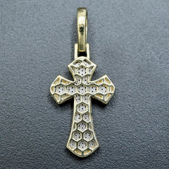 10k Yellow Gold 1CTW Natural Single Cut Diamond Cross Pendant 4.5g Mens Charm
