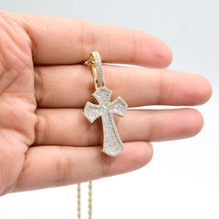 10k Yellow Gold 1CTW Natural Single Cut Diamond Cross Pendant 4.5g Mens Charm