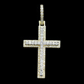10k Yellow Gold 0.9CTW 2 Layer Round Cut Diamond Cross Pendant 3.6g Mens Charm