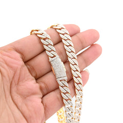 8MM 10k Yellow Gold 9 CTW Natural Diamond Cuban Link Chain 20In 36.8gms Necklace