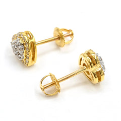 Womens 10k Yellow Gold Heart Earring 0.35 CTW Natural Diamonds 1.8g Stud - NEW