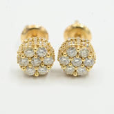 Classic 10k Yellow Gold Round Earring 0.95 CTW Natural Diamonds 2.4g Pure Stud