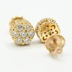 Classic 10k Yellow Gold Round Earring 0.95 CTW Natural Diamonds 2.4g Pure Stud
