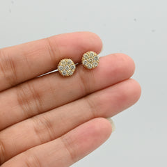 Classic 10k Yellow Gold Round Earring 0.95 CTW Natural Diamonds 2.4g Pure Stud