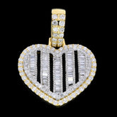 10k Gold Two Tone Heart Pendant 1.25CT Round/Baguette Natural Diamond 4.6g Charm